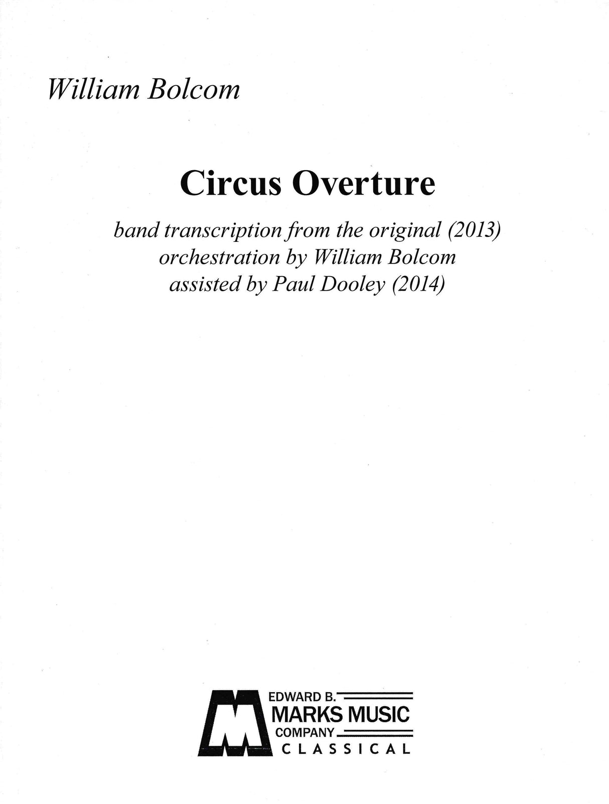 Bolcom: Circus Overture (arr. for concert band)