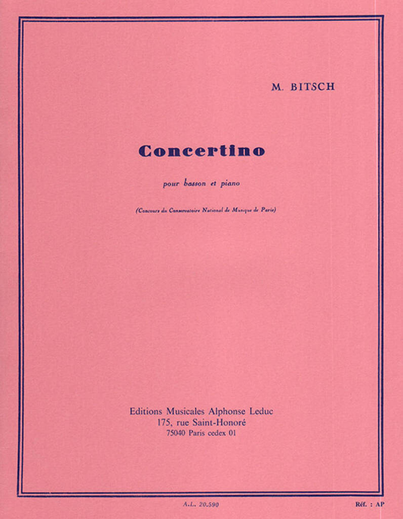 Bitsch: Concertino for Basson and Piano