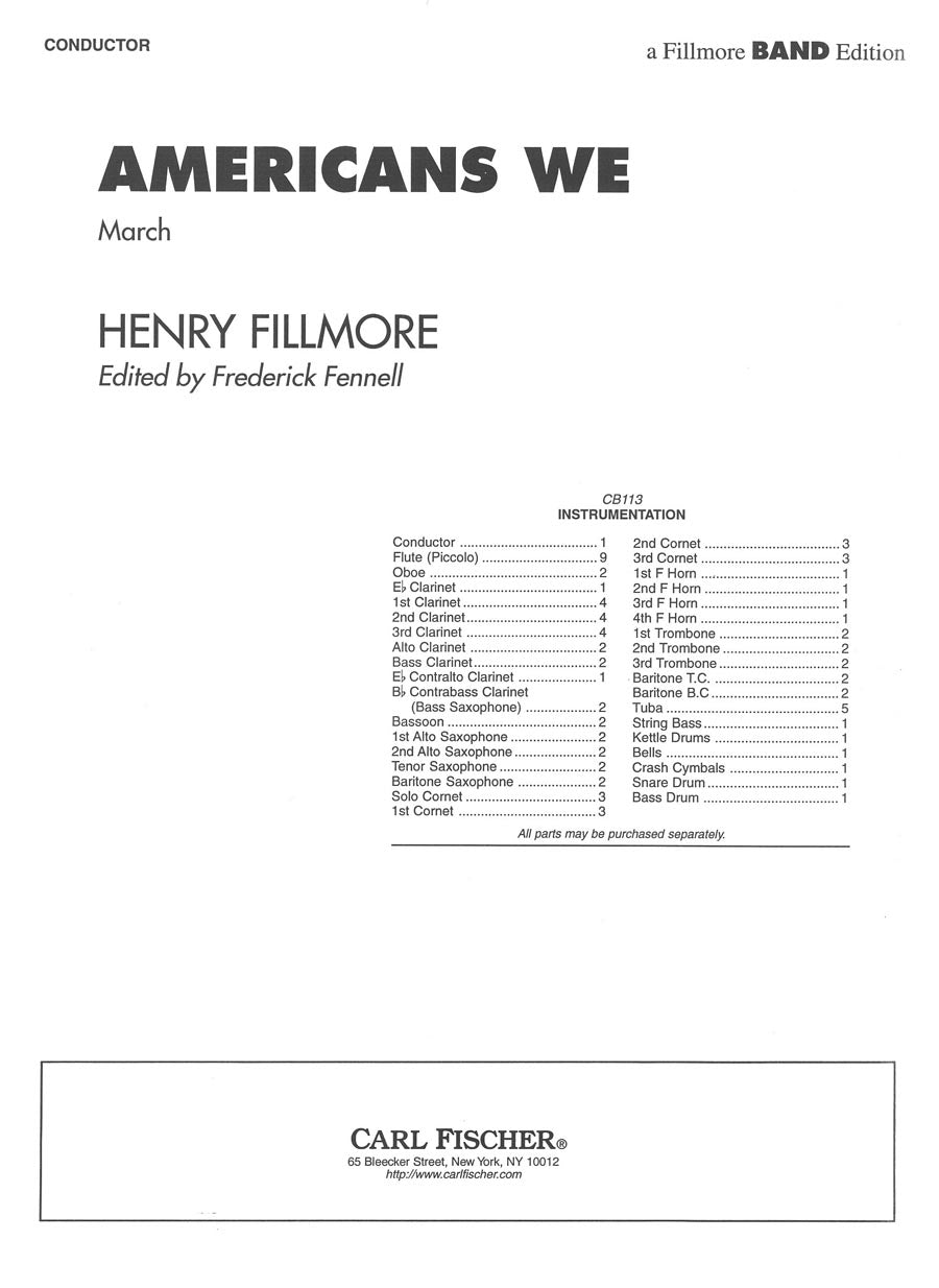 Fillmore: Americans We (Version for Concert Band)
