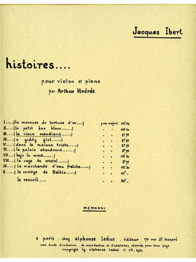 Ibert: Le vieux mendiant