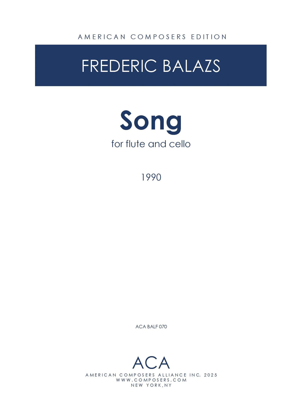 Balazs: Song for Flute and Cello