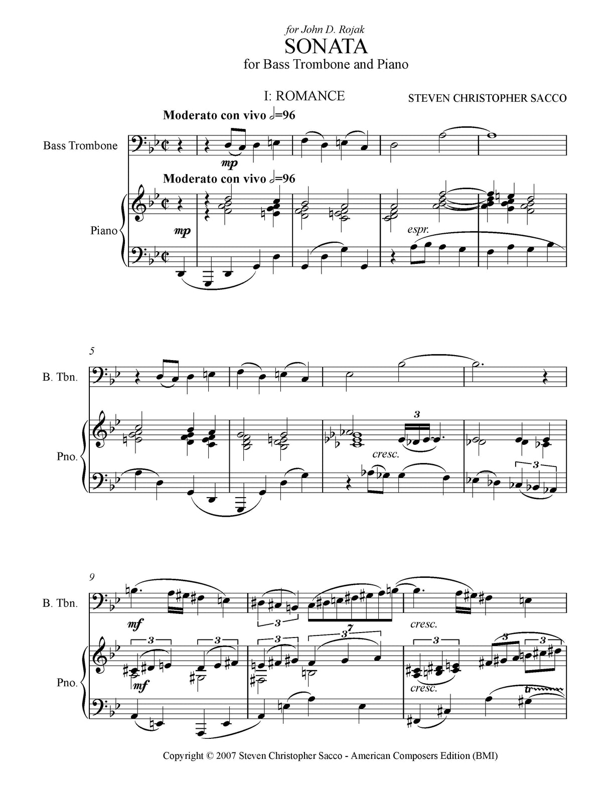 Sacco: Bass Trombone Sonata