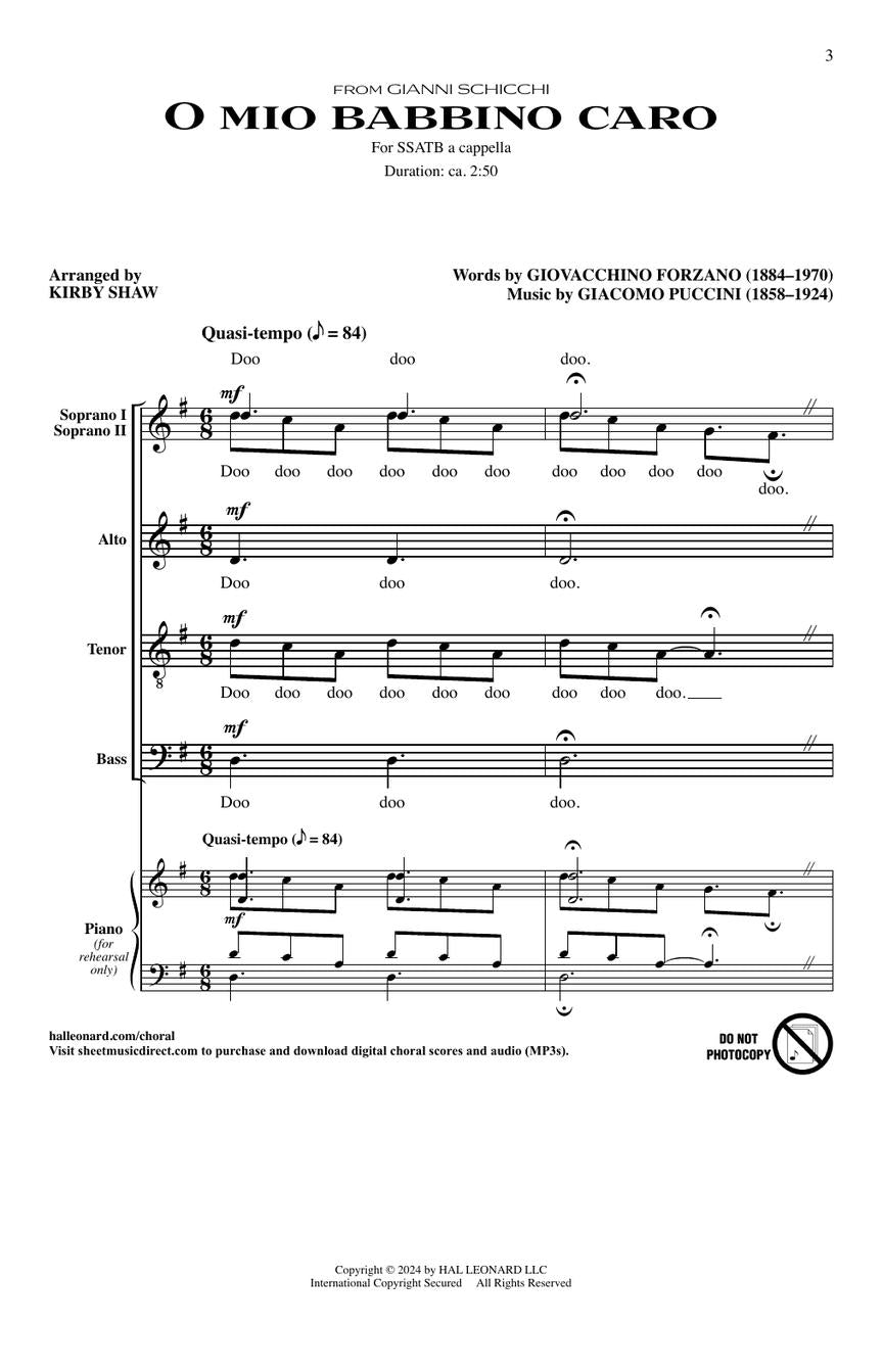 Puccini: O mio babbino caro (arr. for SATB choir)