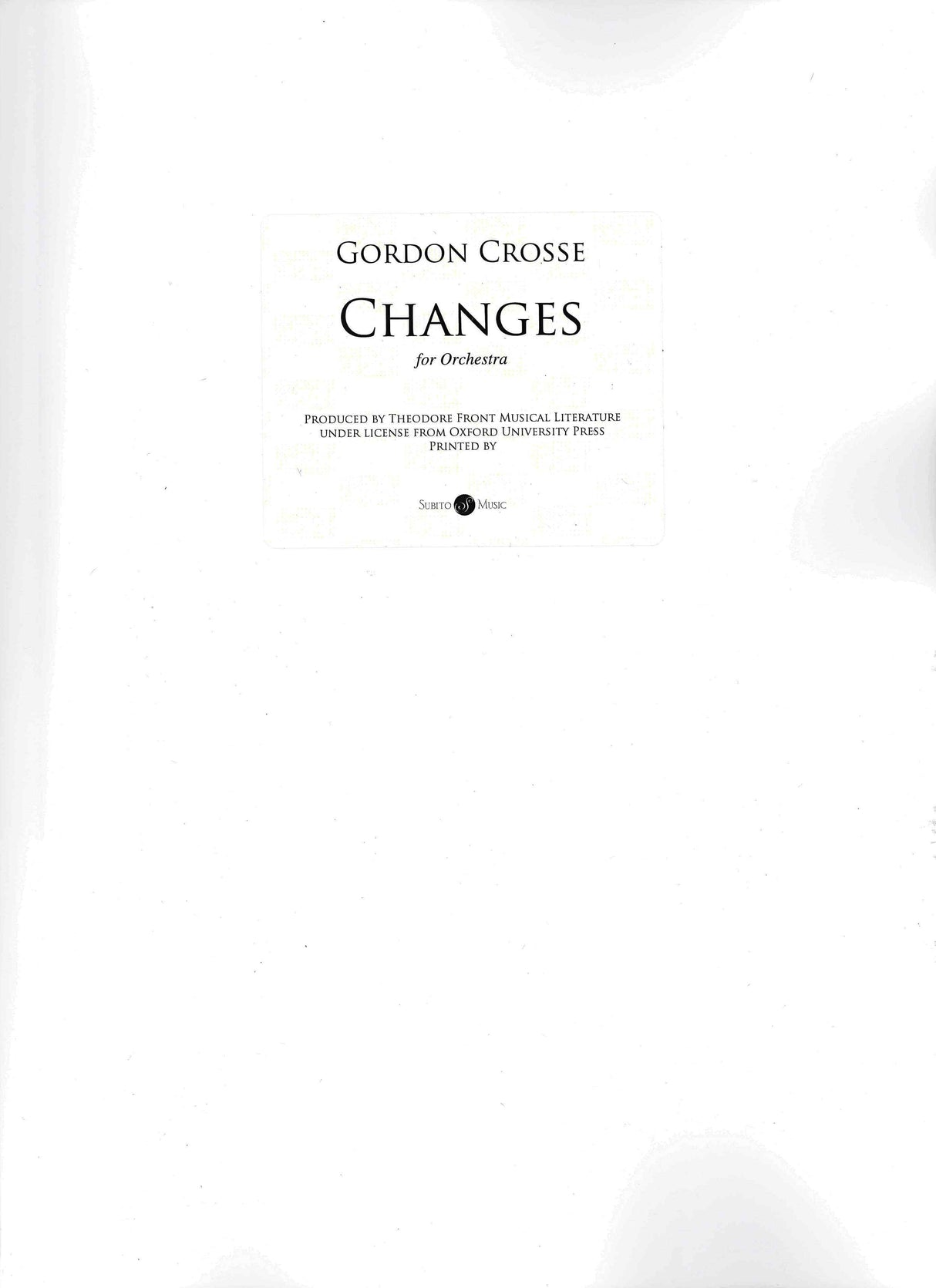 Crosse: Changes, Op. 17