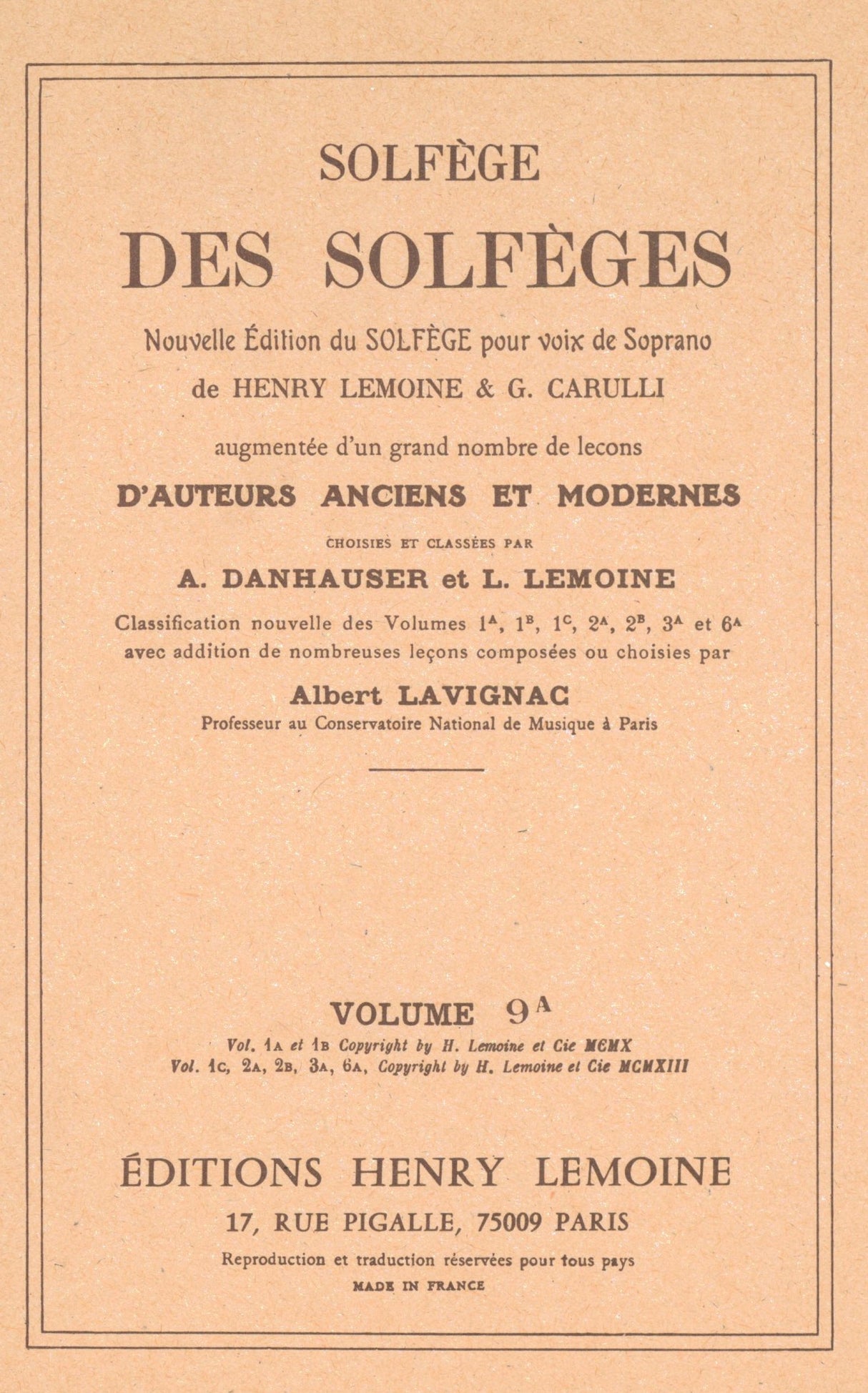 Solfège des Solfèges - Volume 9A