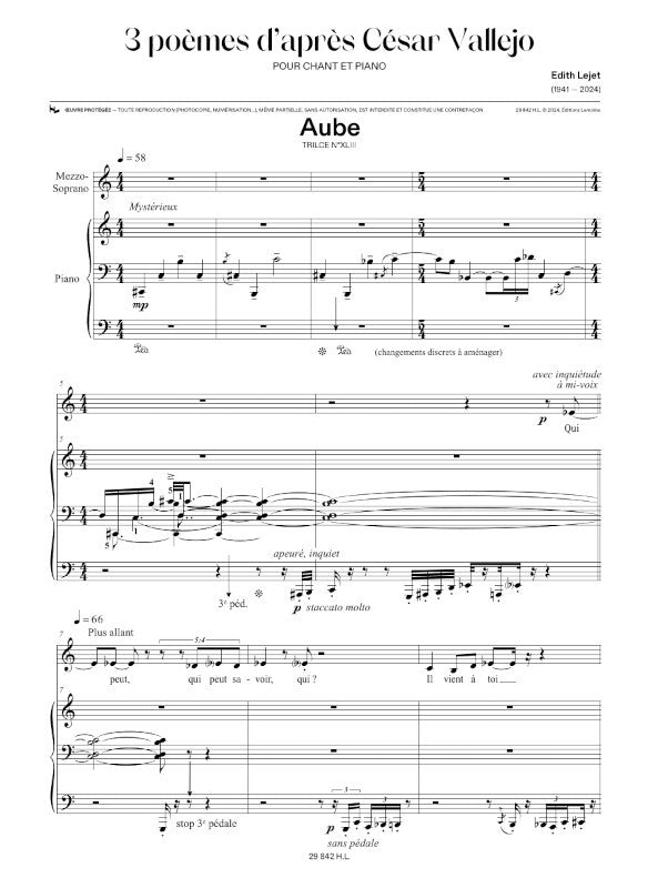 Lejet: 3 Poèmes d'après César Vallejo