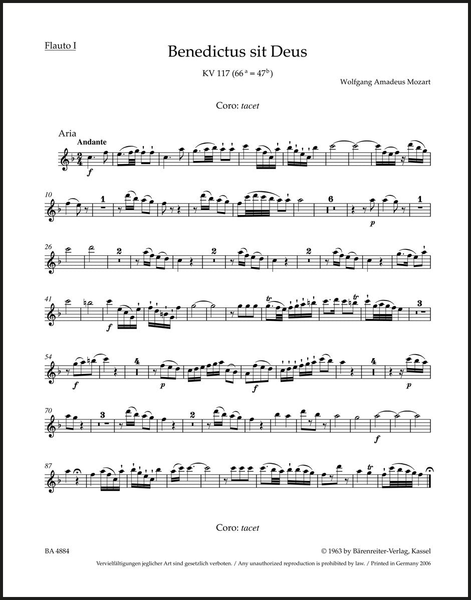 Mozart: Benedictus sit Deus, K. 117 (66a=47b)