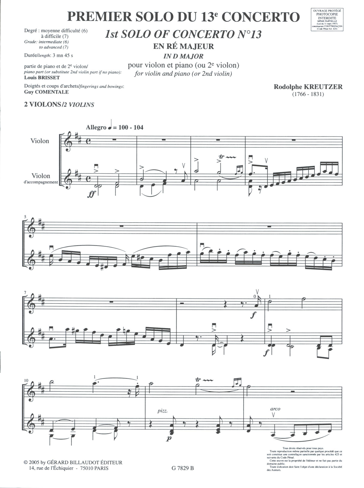 Kreutzer: 1st Solo from the 13th Violin Concerto