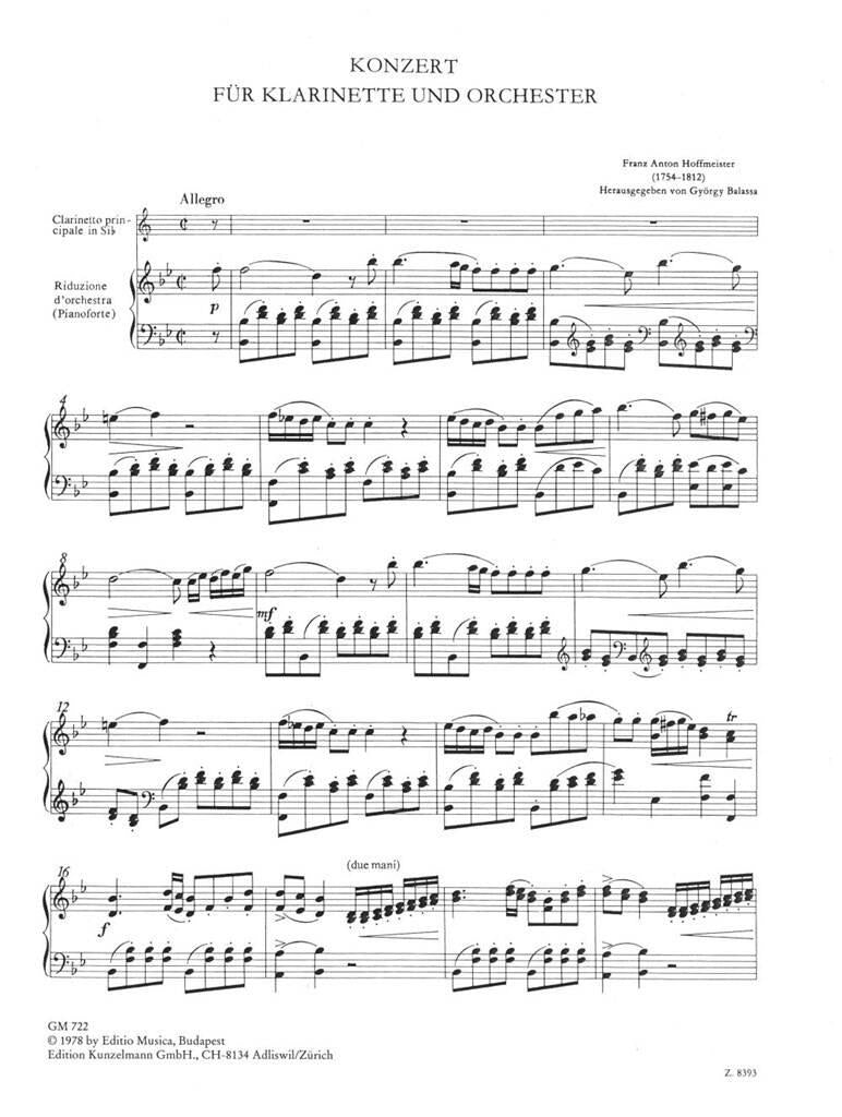 Hoffmeister: Clarinet Concerto in B-flat Major
