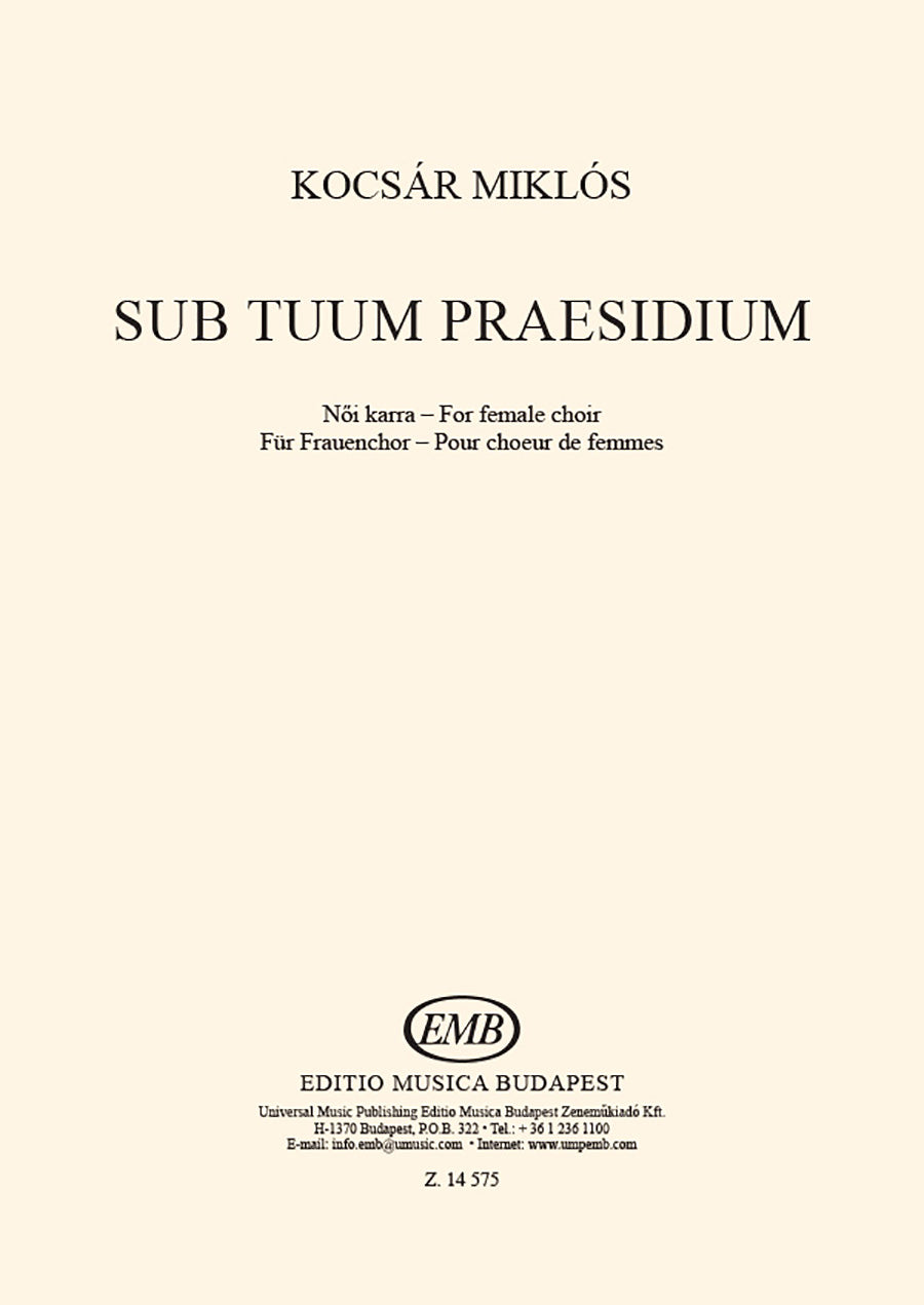 Kocsár: Sub tuum praesidium