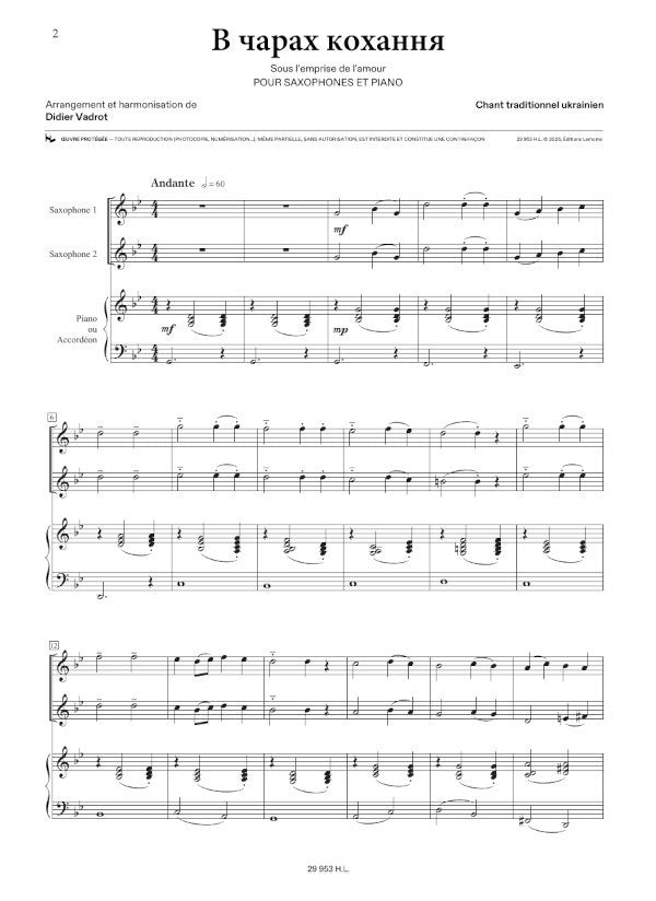 Ukrainian Songs (arr. for saxophone & piano)