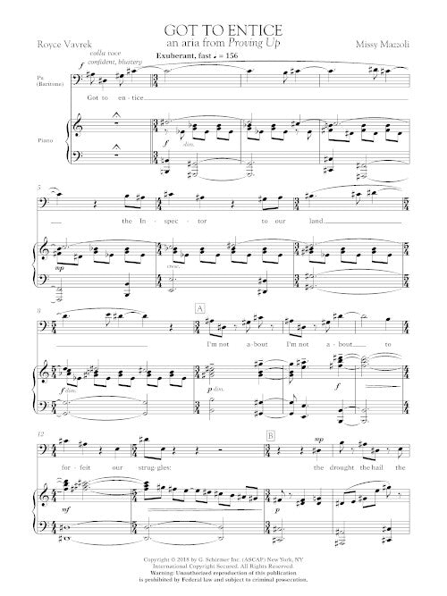 Mazzoli: 3 Arias from "Proving Up"