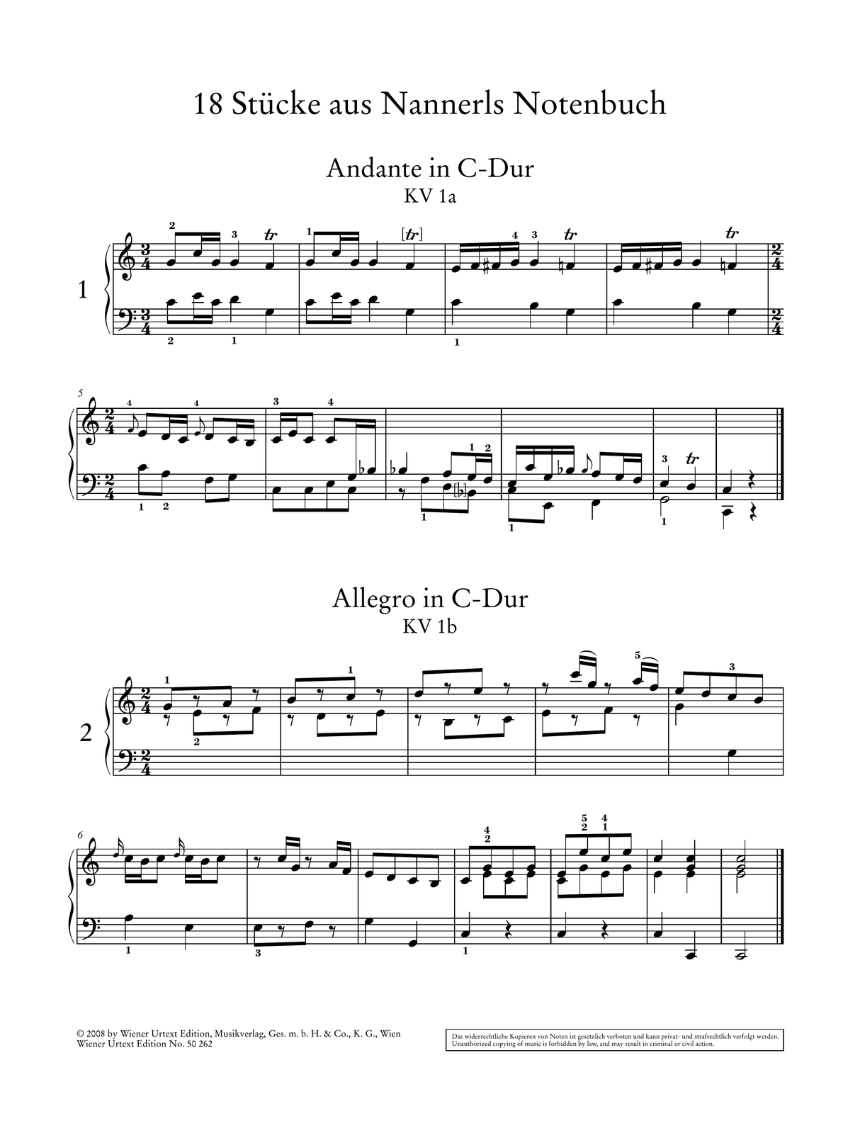 Mozart: Pieces From "The Nannerl Music Book"