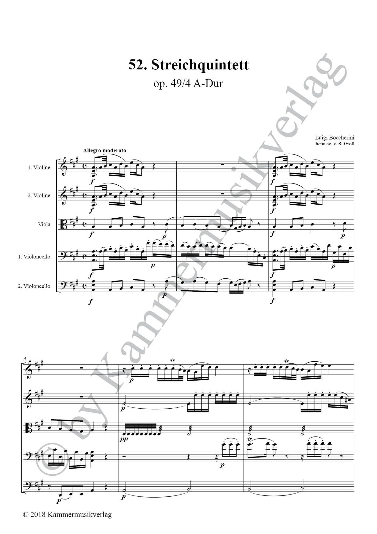 Boccherini: String Quintet in A Major, G 316, Op. 29, No. 4