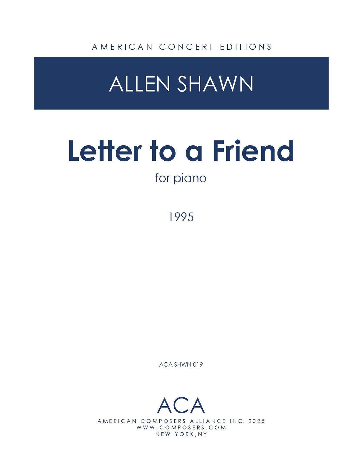 Shawn: Letter to a Friend