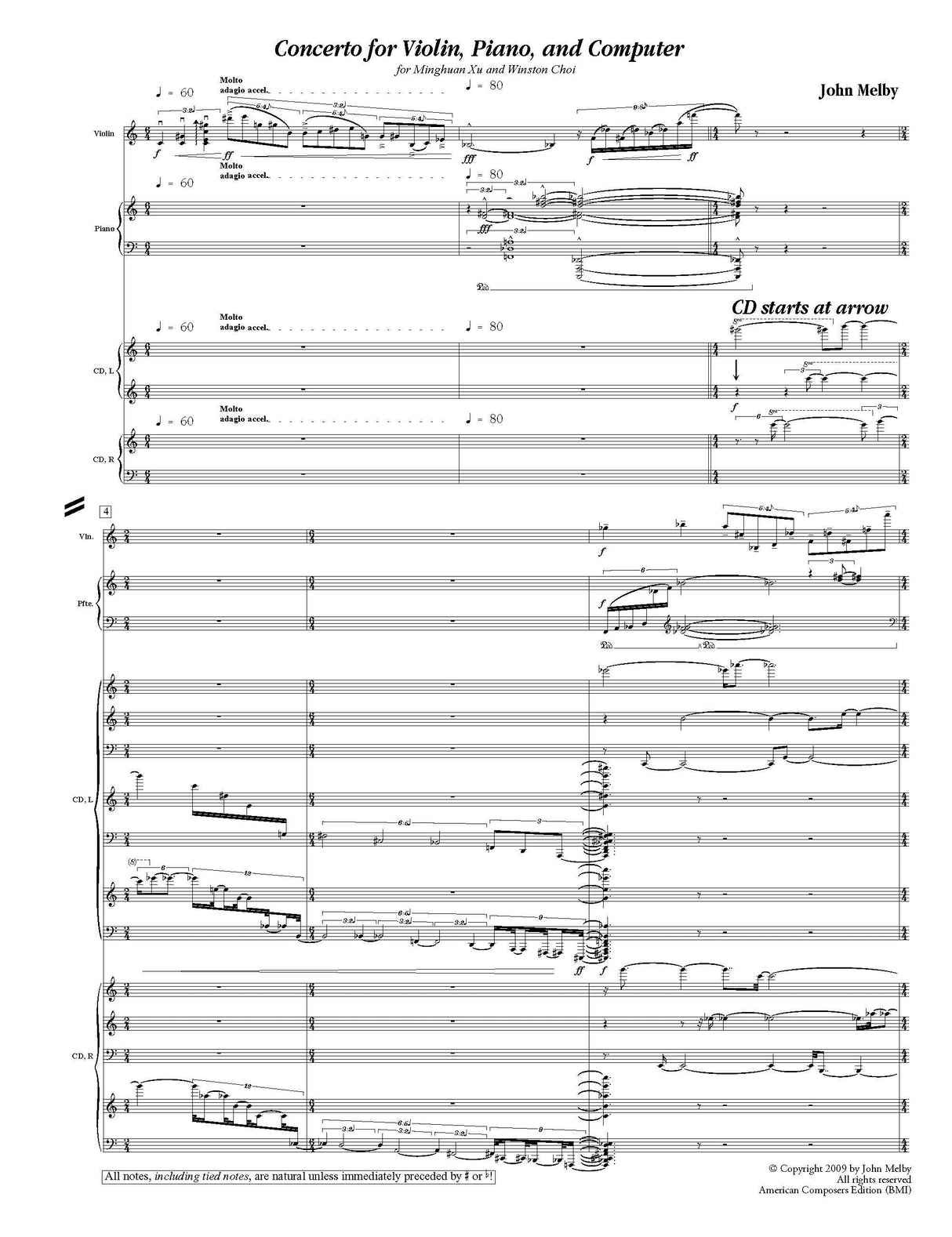 Melby: Electro-Acoustic Concerto for Violin & Piano