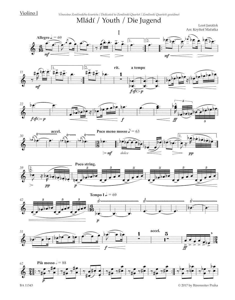 Janáček: Mládí (arr. for string quartet)