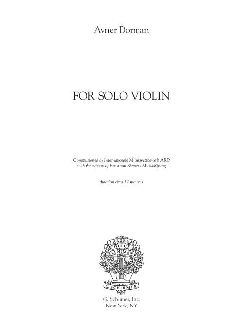 Dorman: For Solo Violin