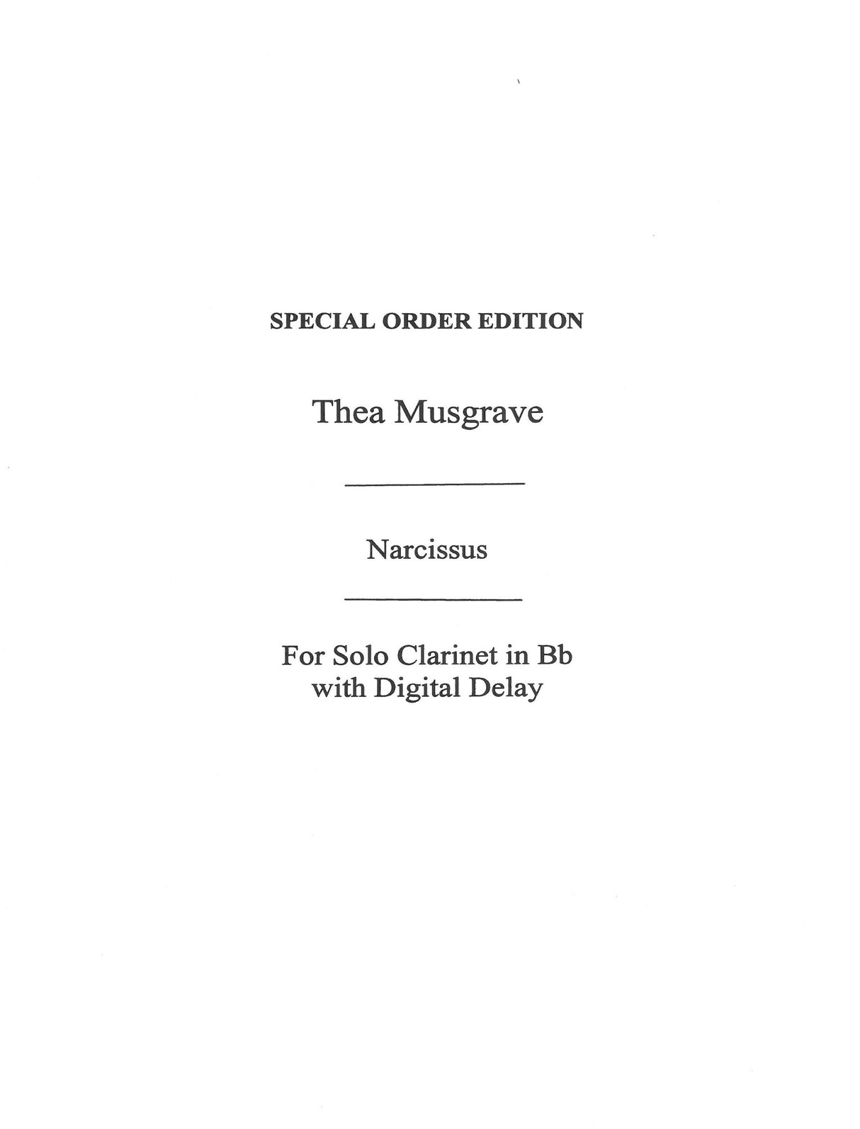 Musgrave: Narcissus (Version for Clarinet)