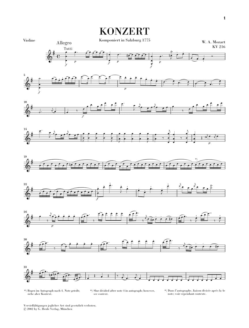 Mozart: Violin Concerto No. 3 in G Major, K. 216