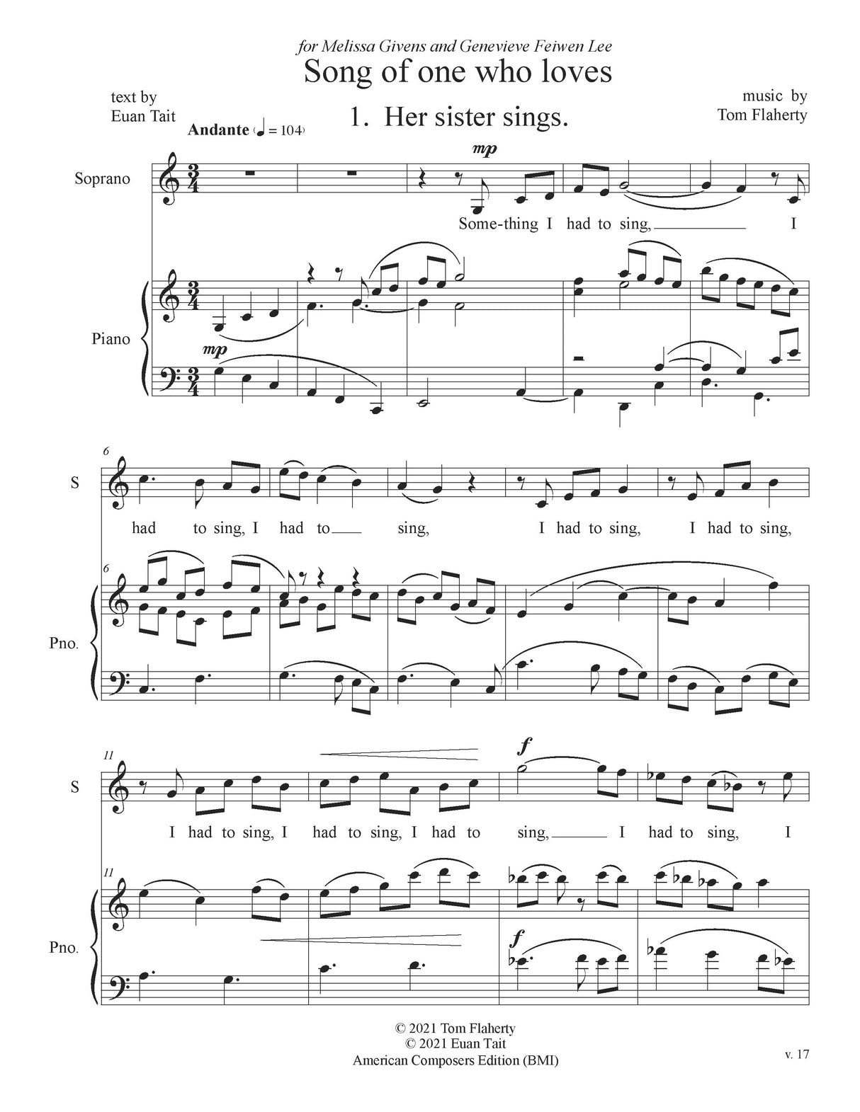 Flaherty: Song of one who loves