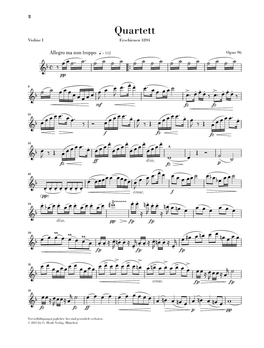 Dvořák: String Quartet No. 12 in F Major, Op. 96 ("American Quartet")