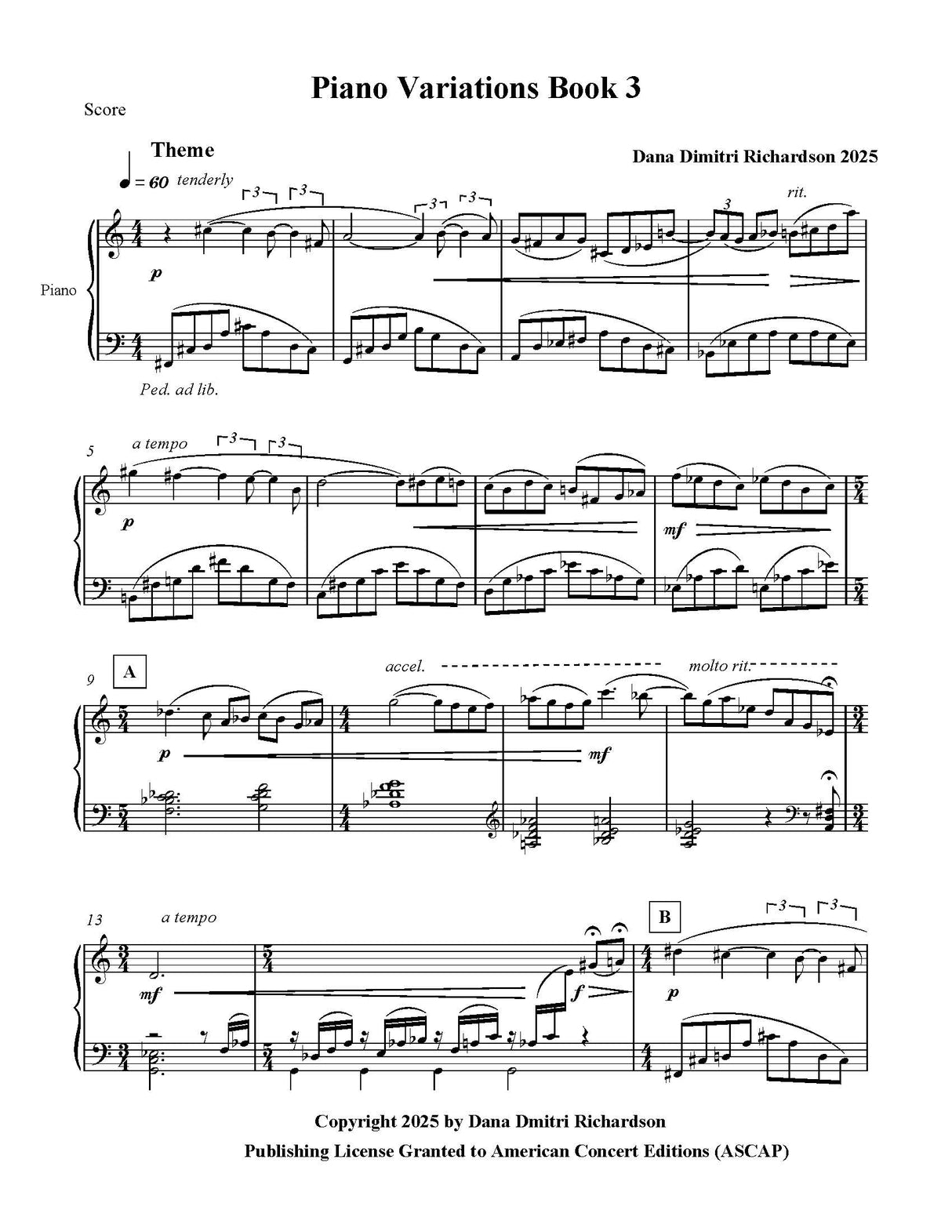 D. Richardson: Piano Variations - Book 3