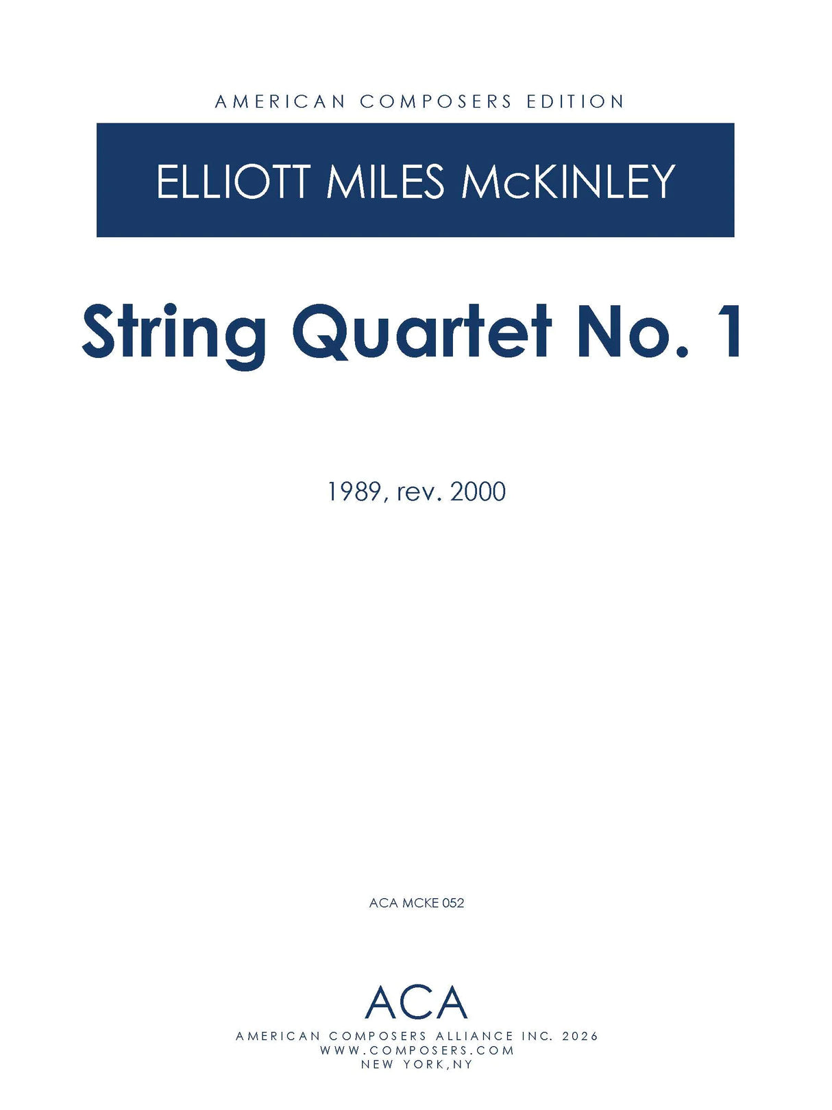 E.M. McKinley: String Quartet No. 1