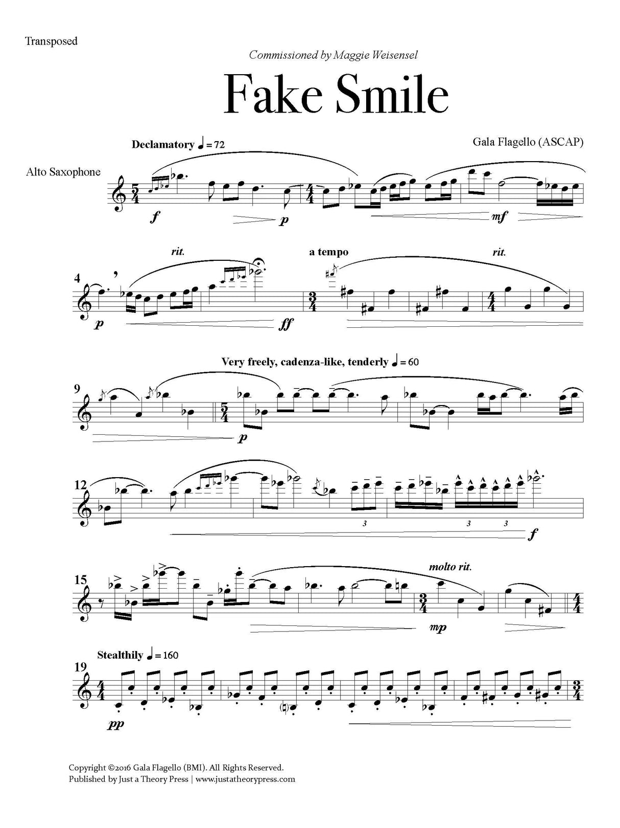 Flagello: Fake Smile (Version for Alto Saxophone)