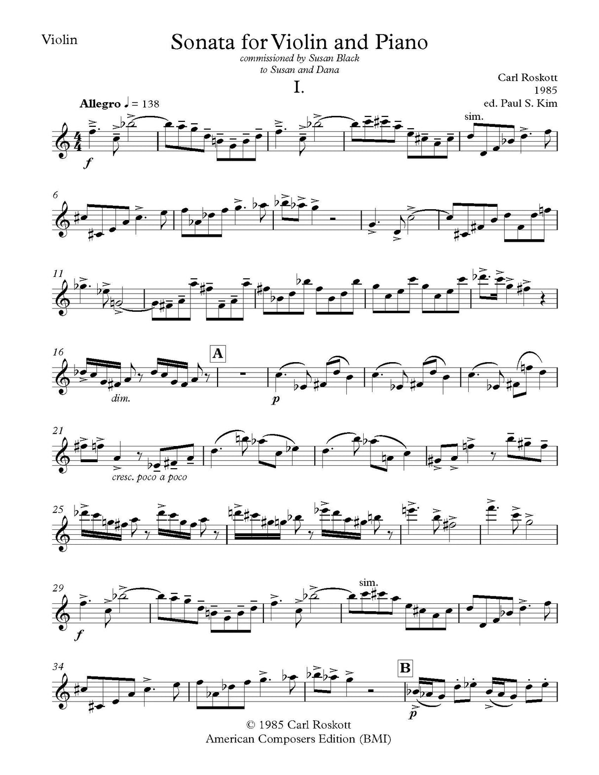 Roskott: Violin Sonata