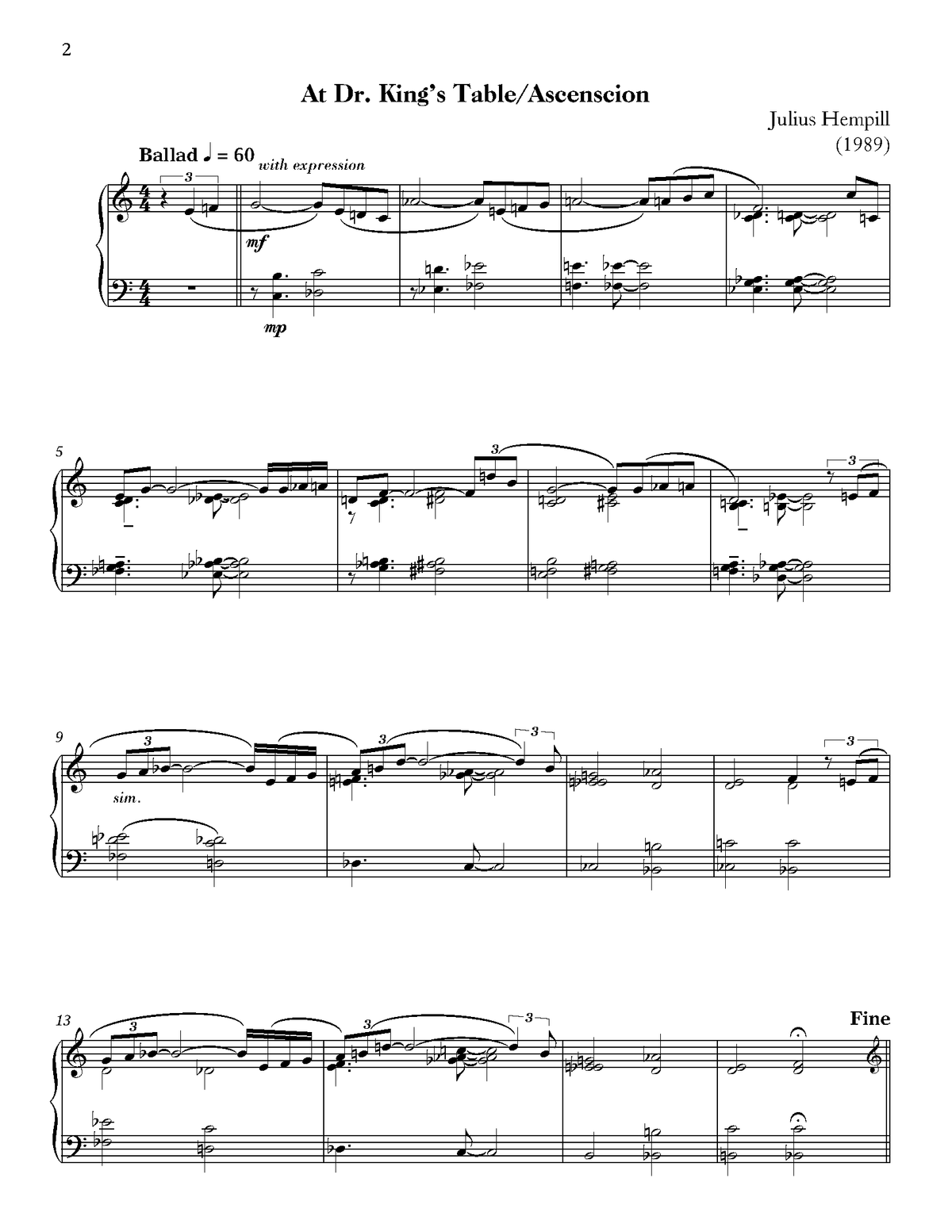 Hemphill: 16 Compositions in Piano Reduction