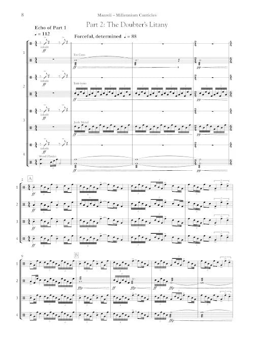 Mazzoli: Millennium Canticles (for percussion quartet)
