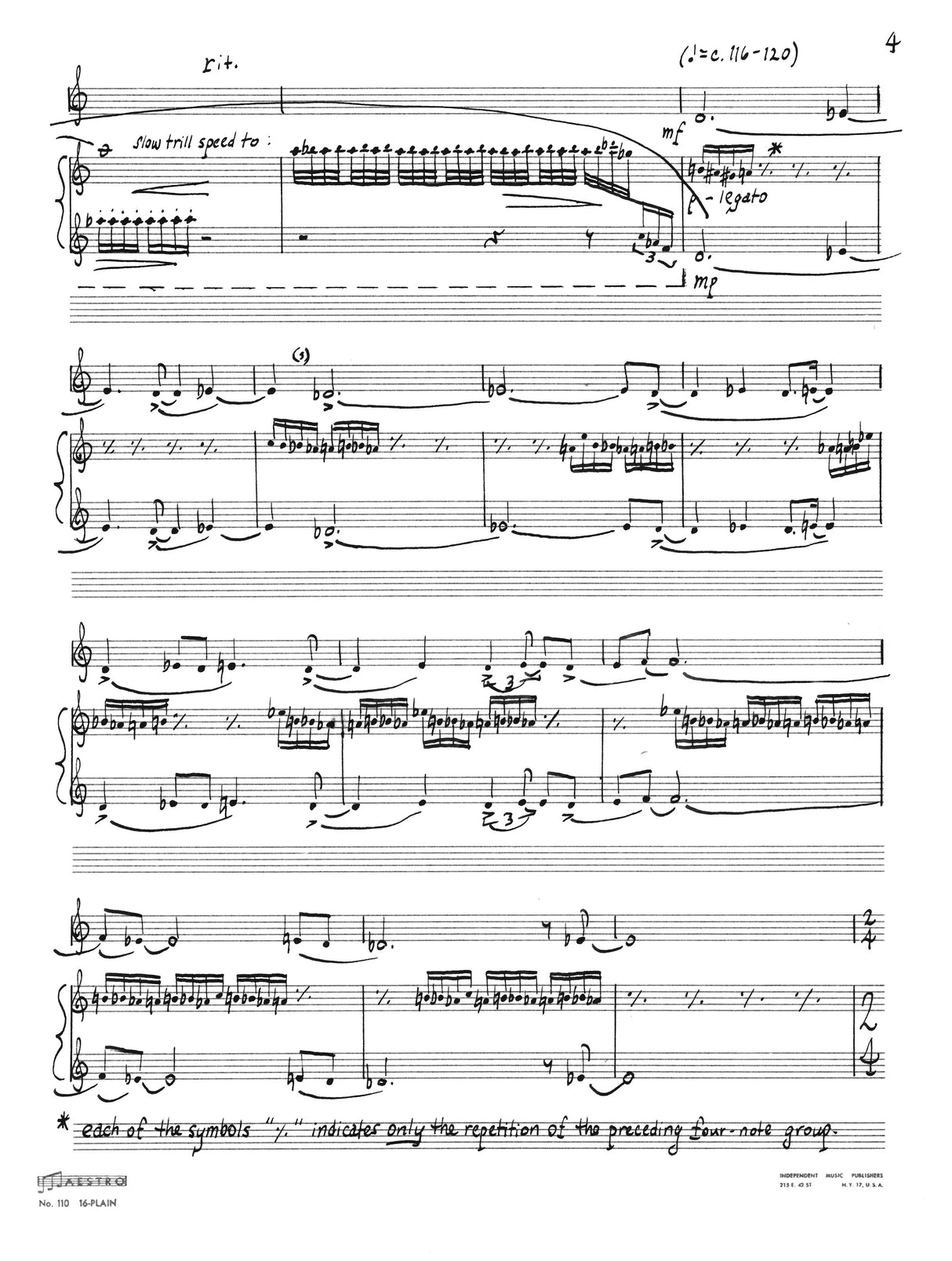 Sollberger: Duo for Flute and Piano