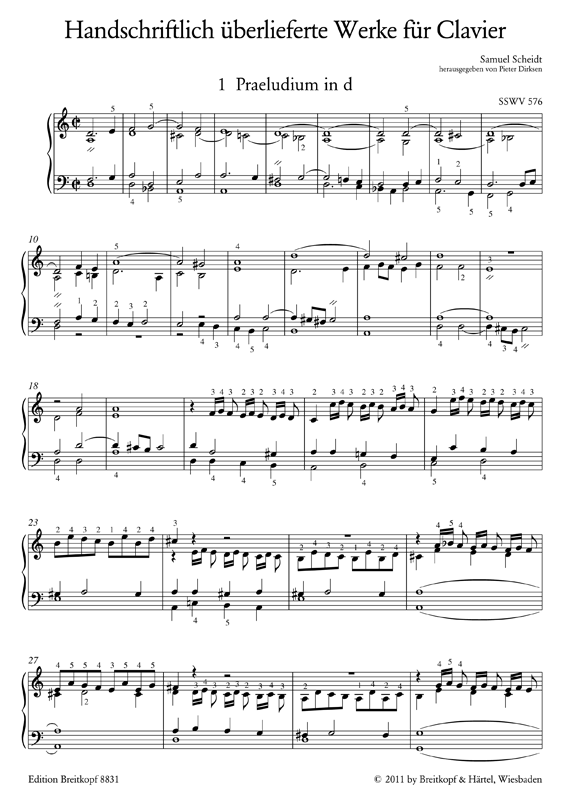 Scheidt: Keyboard Music Transmitted in Manuscript Form