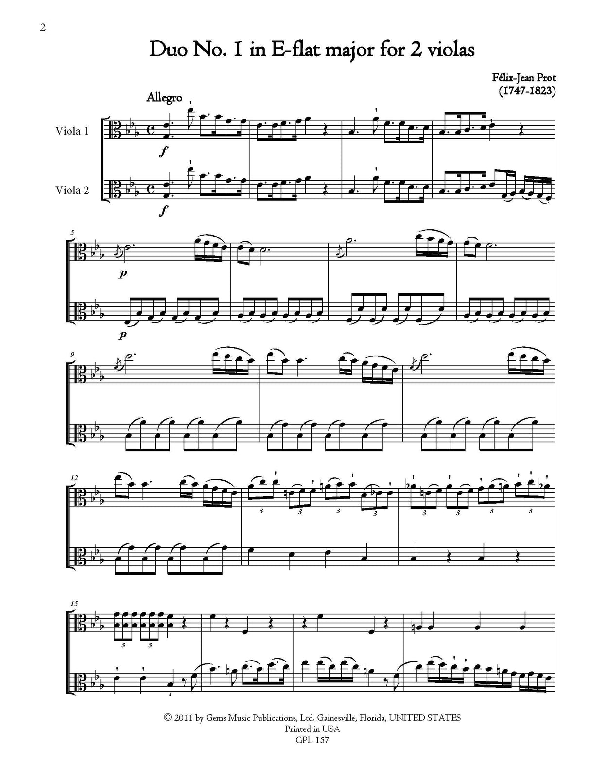 Prot: 6 Duos for Two Violas, Op. 9