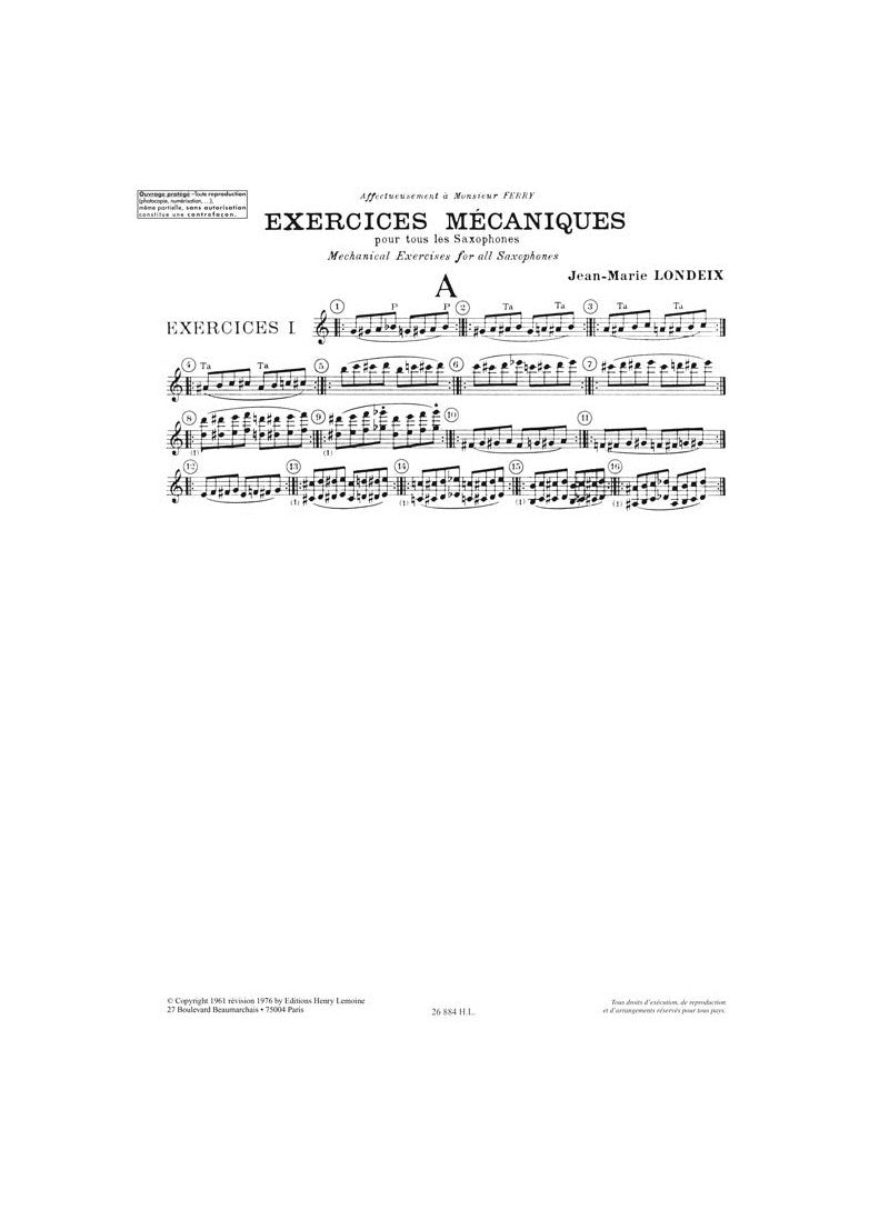 Londeix: Exercices mécaniques - Volume 2
