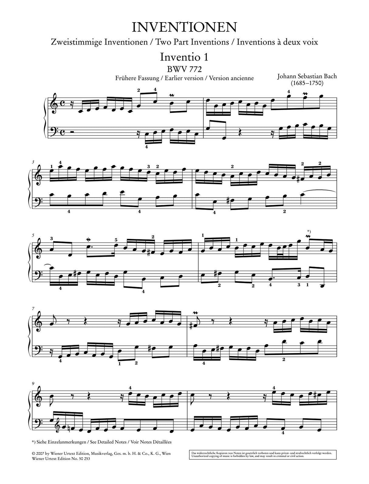 Bach: Inventions and Sinfonias, BWV 772-801