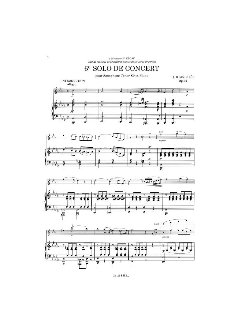 Singelée: Solo de concerts, Opp. 84, 92 & Fantaisie brillante, Op. 75 & Sax Concerto, Op. 57