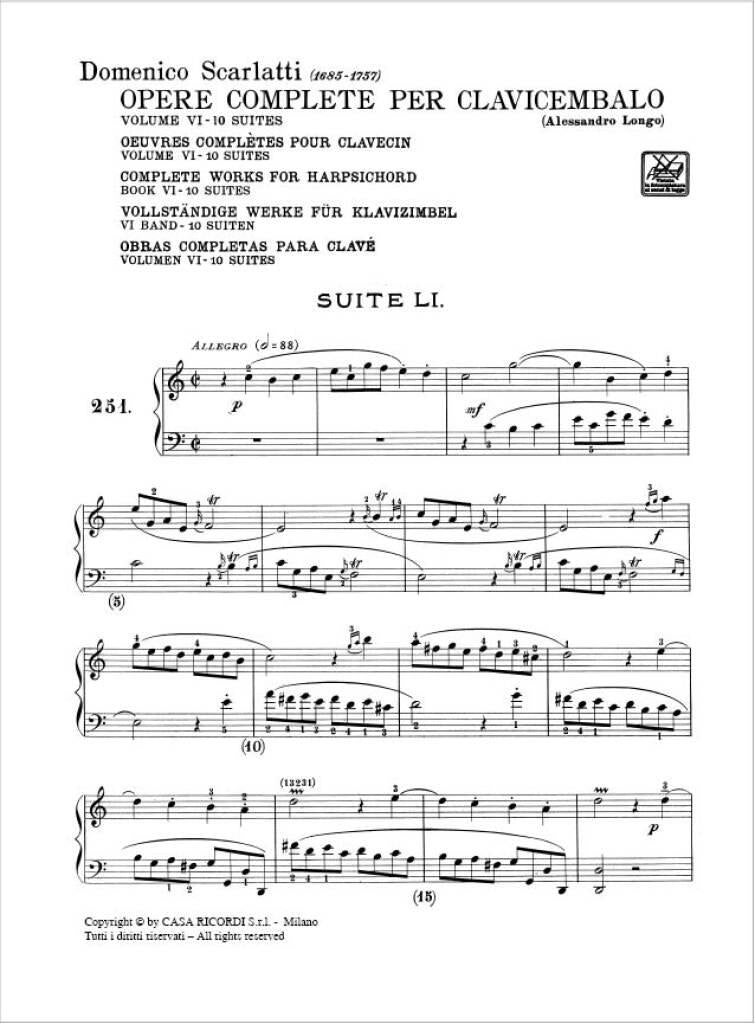 Scarlatti: Keyboard Sonatas - Volume 6 (L. 251-300)