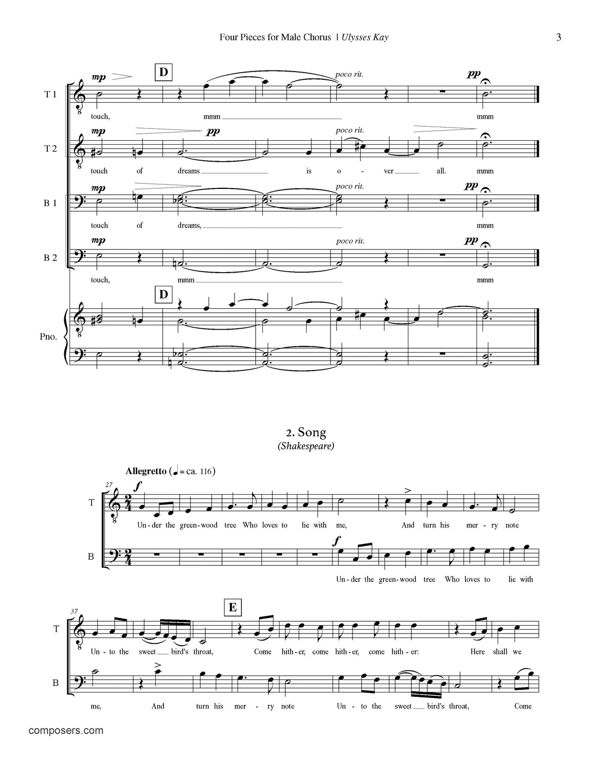 Kay: Four Pieces for Male Chorus