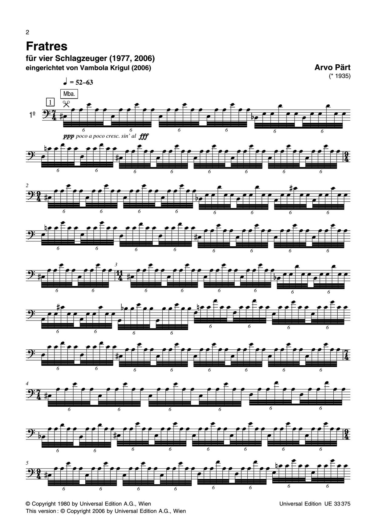 Pärt: Fratres (for 4 percussion players)