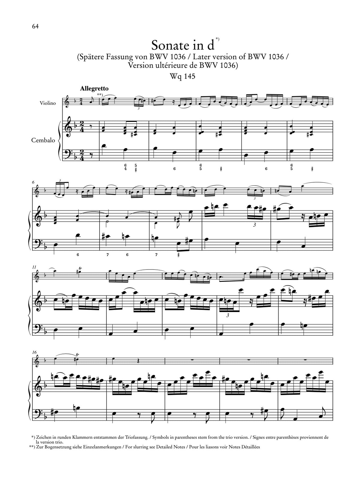 C.P.E. Bach: Works for Violin and Harpsichord - Volume 1 (Wq. 71-74, BWV 1036, Wq. 143-147)