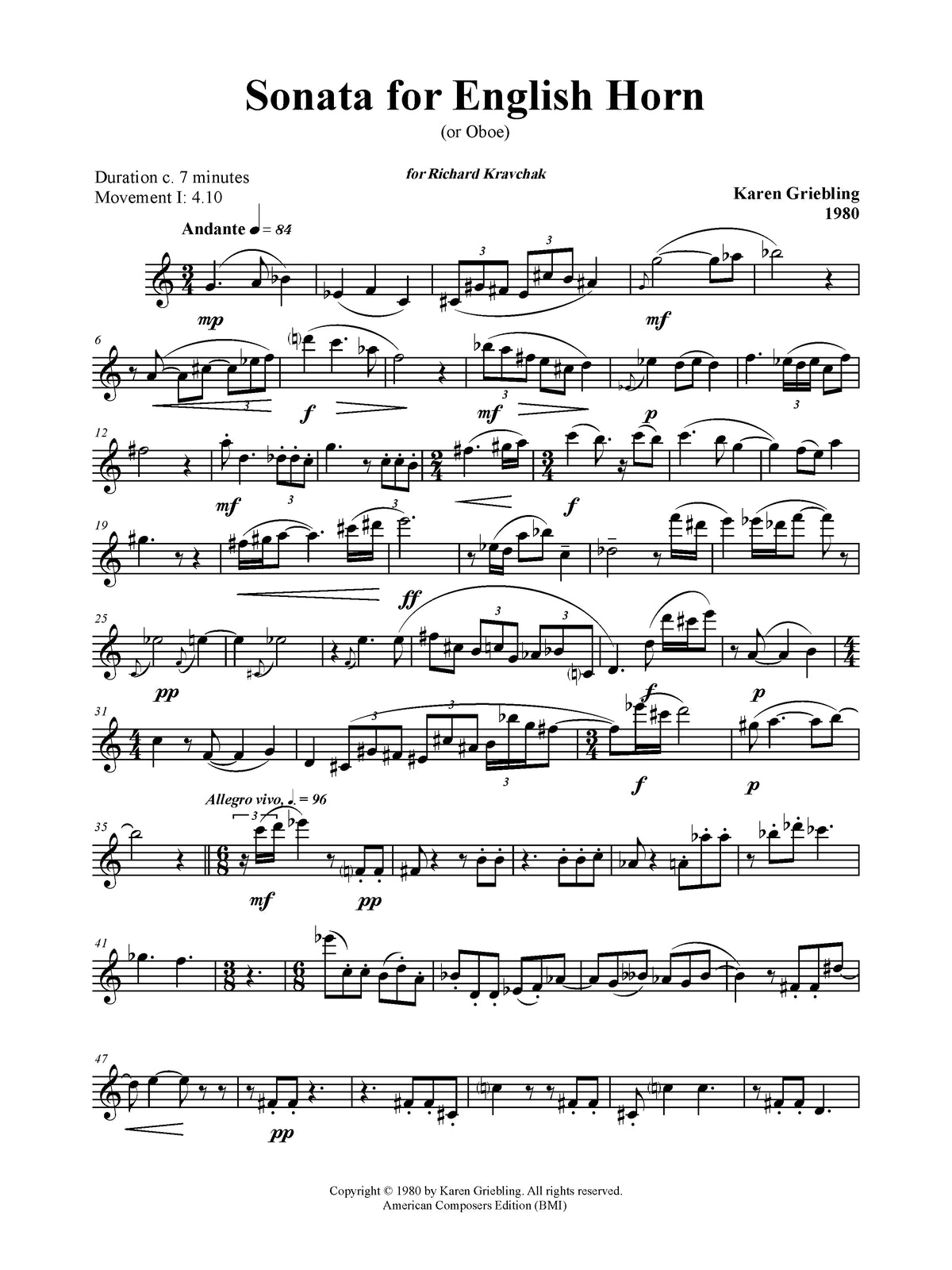 Griebling: English Horn Sonata