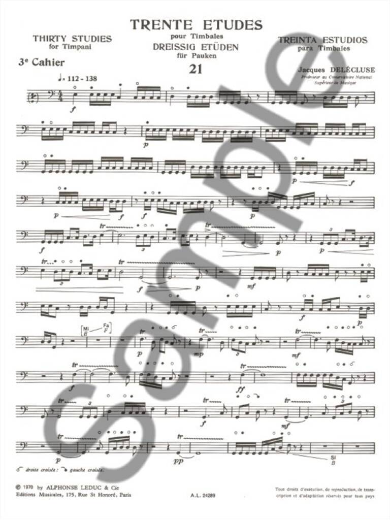 Delécluse: 30 Etudes for Timpani - Volume 3 (Nos. 21-30)