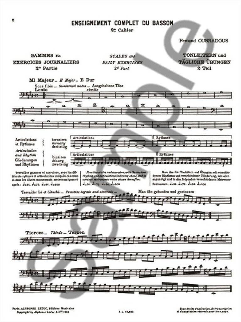 Oubradous: Complete Study of the Bassoon - Volume 2