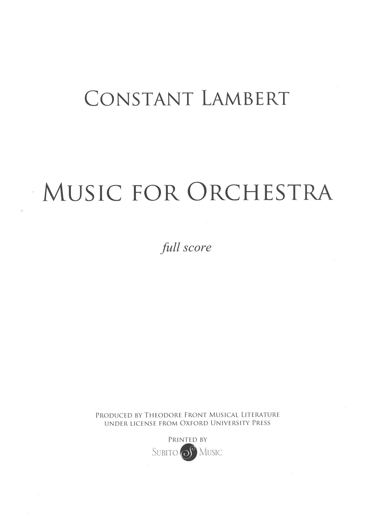 Lambert: Music for Orchestra