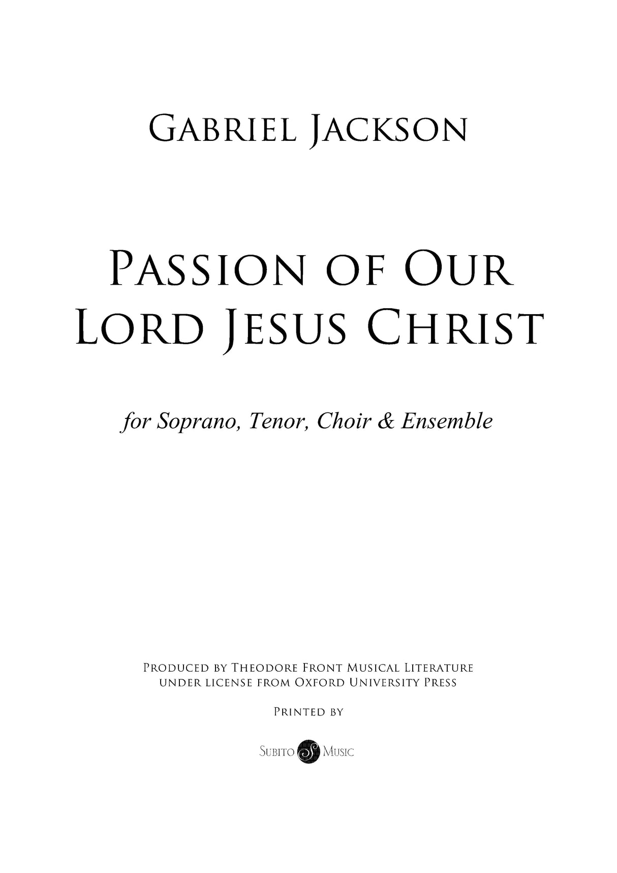 G. Jackson: The Passion of our Lord Jesus Christ