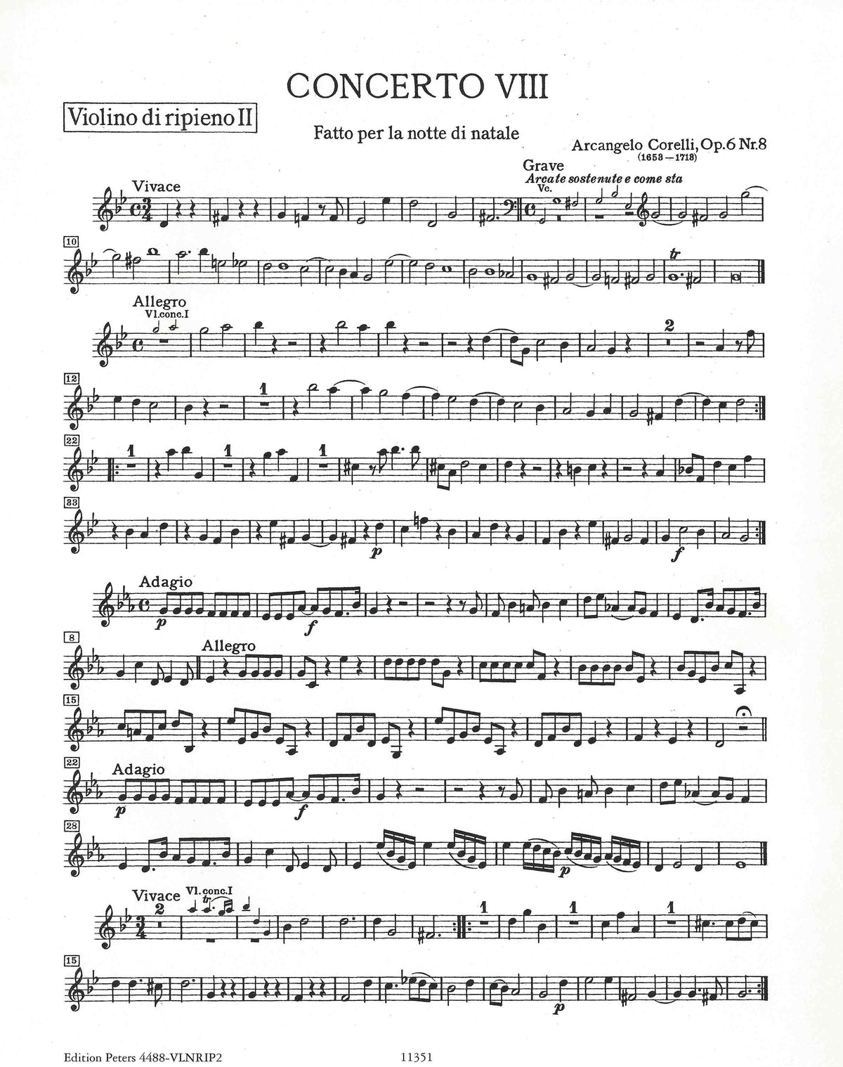 Corelli: Concerto Grosso, Op. 6, No. 8 in G