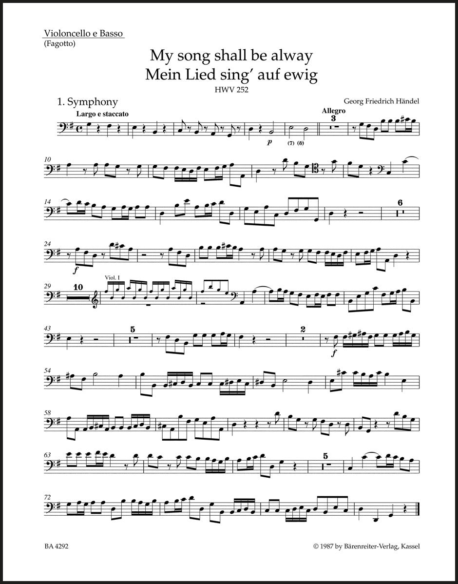 Handel: My song shall be alway, HWV 252