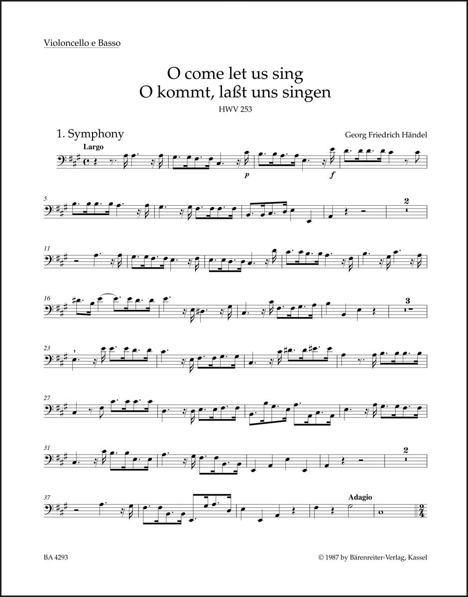 Handel: O come let us sing, HWV 253